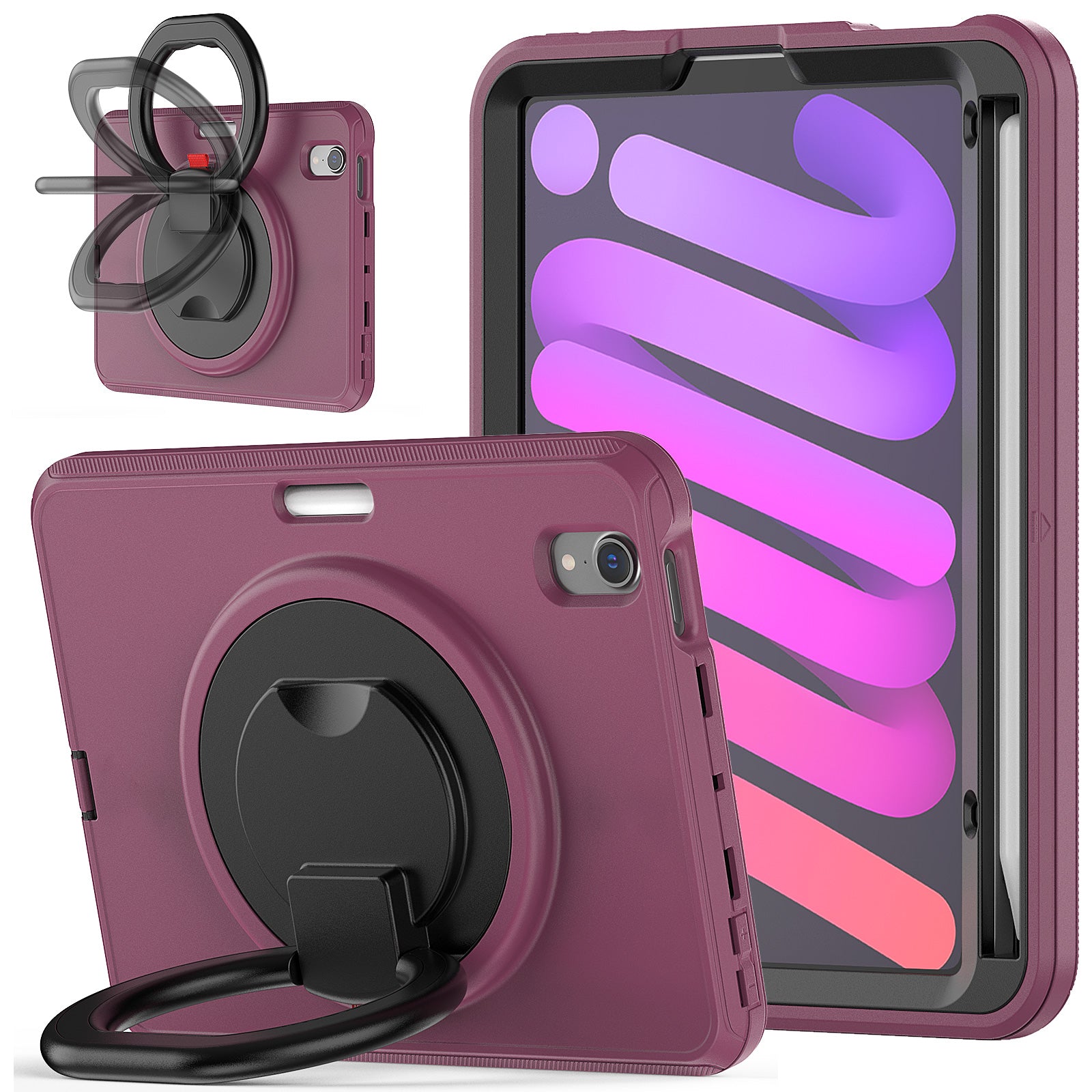 Tablet Case for iPad mini (2021) PC TPU Anti-Drop Protective Cover with Handle Grip Kickstand Tablet Case for iPad mini (2021) PC TPU Anti-Drop Protective Cover with Handle Grip Kickstand